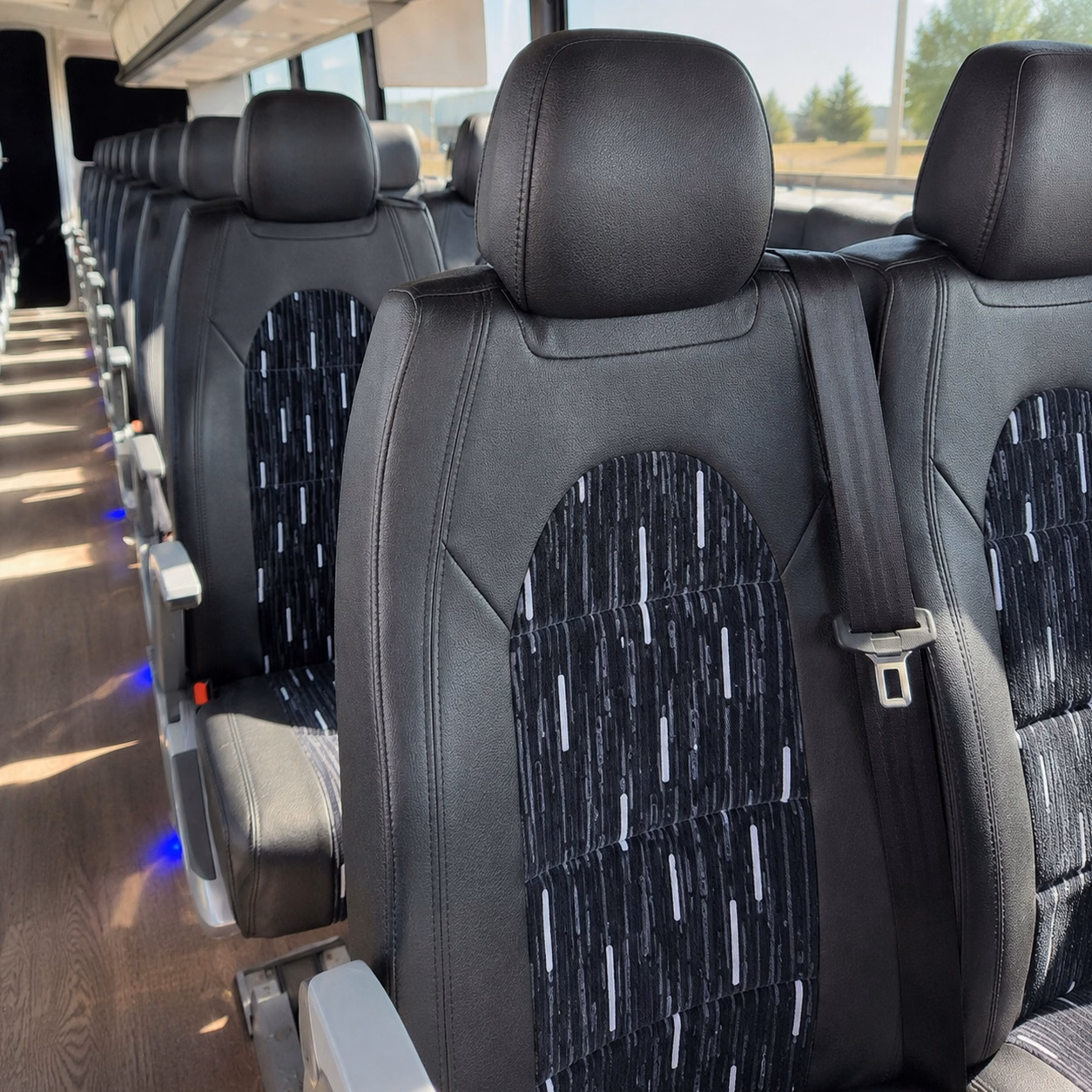 tracy charter bus rental interior
